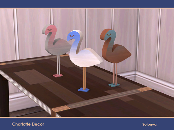 Sims 4 — Charlotte Decor. Flamingo  by soloriya — Wooden flamingo. Part of Charlotte Decor set. 3 color variations.