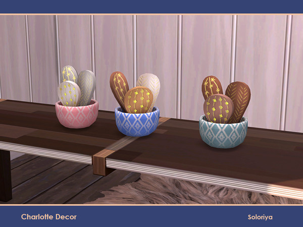 Sims 4 — Charlotte Decor. Wooden Cactus by soloriya — Wooden cactus in a pot. Part of Charlotte Decor set. 3 color
