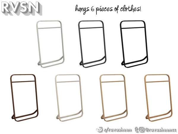 Sims 4 — Hang Around Wooden Standalone Rack by RAVASHEEN — When your clothes cost as much as a small army it would be a