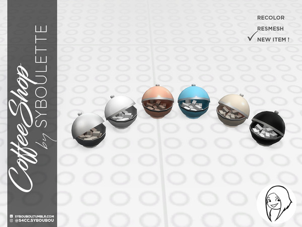 Sims 4 — Coffee Shop - Roll-top Sugar bowl by Syboubou — This is a french bistro style sugar bowl to hold sugar. Super