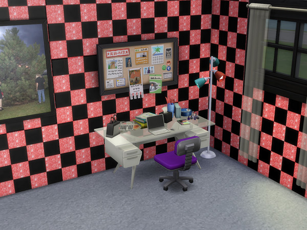 Sims 4 — glitter tiled wall by klusterhug — me practicing recoloring walls - made with a base game mesh i guess this is