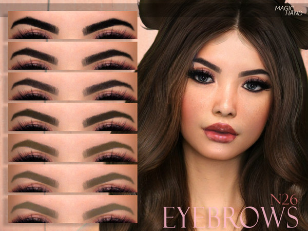 Sims 4 — [MH] Eyebrows N26 by MagicHand — --12 available colors-- --Compatible with HQ settings-- --CAS thumbnail--