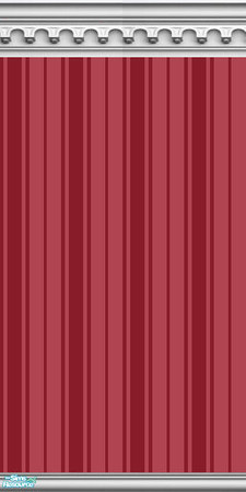 Sims 2 — NK PI 2-Tone Gothic Arch - Red by MoMama — Red Oxford striped wallpaper is topped by a gothic arch crown molding