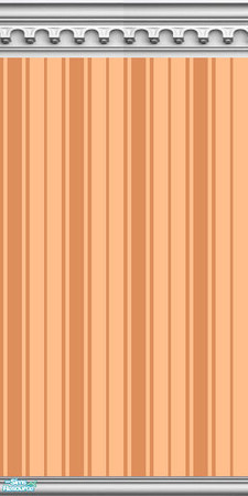 Sims 2 — NK PI 2-Tone Gothic Arch - Peach by MoMama — Peach Oxford striped wallpaper is topped by a gothic arch crown