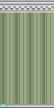 Sims 2 — NK PI 2-Tone Gothic Arch - Olive by MoMama — Olive Oxford striped wallpaper is topped by a gothic arch crown