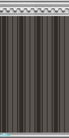 Sims 2 — NK PI 2-Tone Gothic Arch - Dark Grey by MoMama — Dark Grey Oxford striped wallpaper is topped by a gothic arch