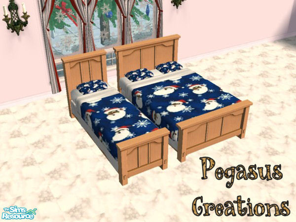 Sims 2 — Xmas Bedding Collection I - Santa Faces by pegasussims — A cute and whimsible bedding featuring Santa's face.