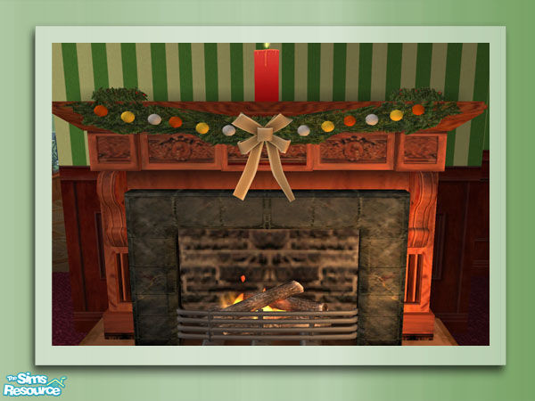 Sims 2 — Christmas Mantle Garland -  Mesh by Shakeshaft — Brighten up your Sims fire surrounds this christmas with the