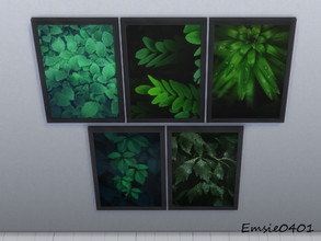 Sims 4 — Dark leaf paintings by Emsie0401 — Dark leaf paintings in 5 swatches BGC