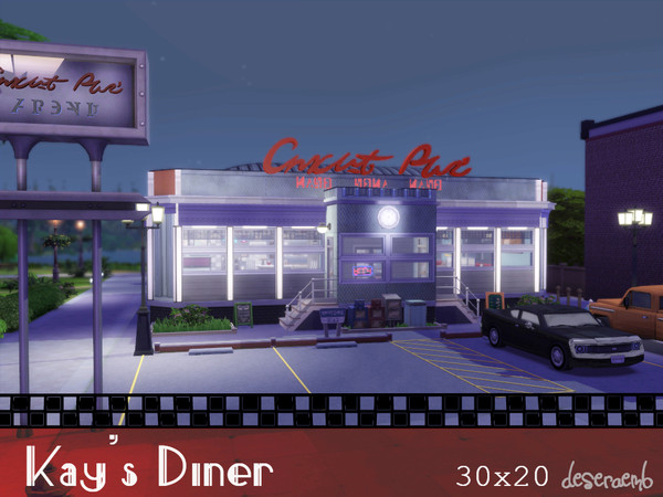 Sims 4 — Kay's Diner by deseraemb — Inspired by many classic American Diners, this build is a detailed representation of