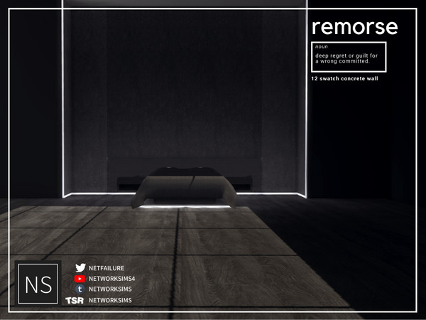 Sims 4 — Remorse Concrete Walls - Networksims by networksims — 12-swatch greyscale concrete walls.
