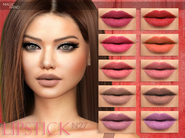 Sims 4 — [MH] Lipstick N27 by MagicHand — --16 available colors-- --Compatible with HQ settings-- --CAS thumbnail--
