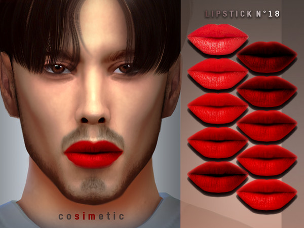 Sims 4 — Lipstick N18 by cosimetic — - This lipstick can use on all genders and from teen to elder. - Contains [ 15 ]