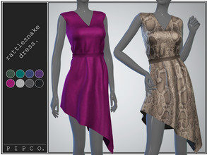 Sims 4 — Rattlesnake Dress Collection. by Pipco — stylish asymmetrical dresses. 