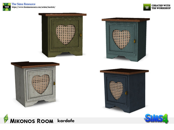 Sims 4 — kardofe_Mikonos Room_Box by kardofe — Small decorative box with heart-shaped door, in four colour options 