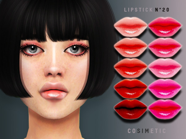 Sims 4 — Lipstick N20 by cosimetic — - This lipstick can use on all genders and from teen to elder. - Contains [ 15 ]