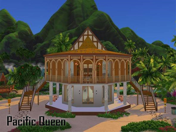 Sims 4 — Pacific Queen by Lyca02 — Want to relax? Try this Beach House near the Ocean. This House contains: 3 Bedrooms 4