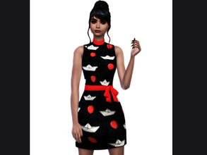 Sims 4 — IT Boat Dress- Get Famous needed by INFAMOUSSIMS18 — Black Dress with Cute Red Bow and little red boats