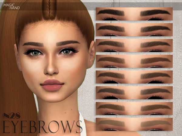 Sims 4 — [MH] Eyebrows N28 by MagicHand — --12 available colors-- --Compatible with HQ settings-- --CAS thumbnail--