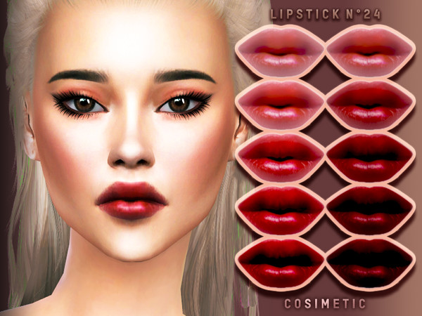 Sims 4 — Lipstick N24 by cosimetic — - This lipstick can use on all genders and from teen to elder. - Contains [ 10 ]