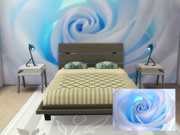 Sims 4 — Blue Rose Mural by Sim_Creator_Ann — A lovely Blue Rose Mural for your living room or bedroom. It's 5 tile wide