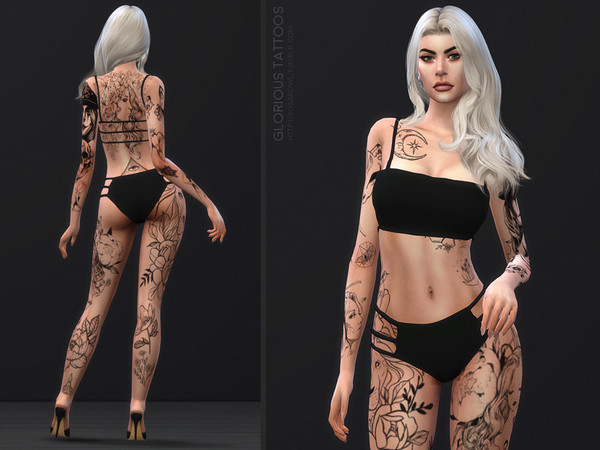 Sims 4 — Glorious tattoos by sugar_owl — - 10 swatches: all in one and 9 combined designs - compatible with all skintones