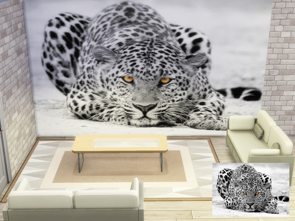 Sims 4 — Leopard Mural by Sim_Creator_Ann — Bring the jungle in to your Sims house with the Leopard Mural. It's 5 tiles