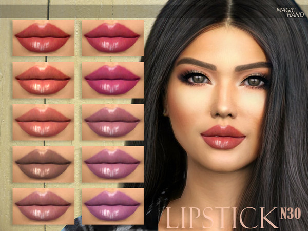 Sims 4 — [MH] Lipstick N30 by MagicHand — --12 available colors-- --Compatible with HQ settings-- --CAS thumbnail--