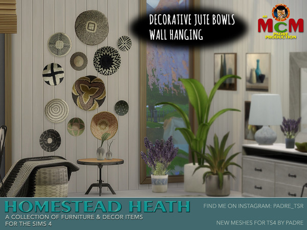Sims 4 — Homestead Heath pt 2 Decorative Jute Bowls  by Padre — Warmth and style, these hanging bowls add so much to your