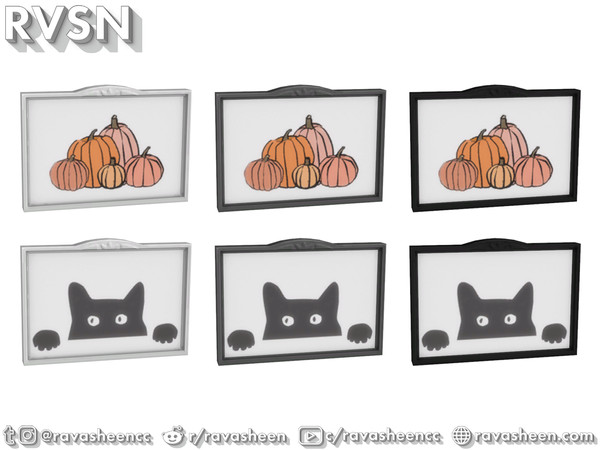 Sims 4 — Fab-boo-lous Wall Art Style 4 by RAVASHEEN — Creep out the walls of your rooms with this spooky, yet elegant