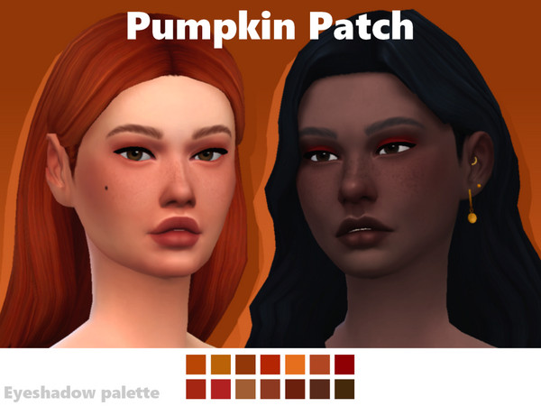 Sims 4 — Pumpkin Patch Eyeshadow Palette by EvaDotG — ~Pumpkin patch eyeshadow palette. ~14 swatches. ~Natural / Fall