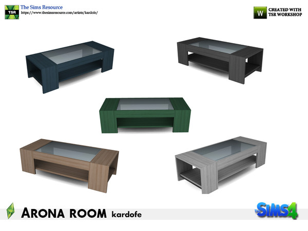 Sims 4 — kardofe_Arona room_CoffeeTable by kardofe — Modern style coffee table, in wood and glass, in five colour options