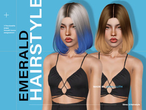Sims 3 — LeahLillith Emerald Hairstyle by Leah_Lillith — Emerald Hairstyle All LODs Smoth bones Custom CAS thumbnail