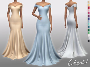 Sims 4 — Chantal Dress by Sifix2 — An elegant off-shoulder mermaid gown with a sweetheart neckline, available in 15