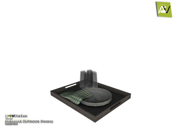 Sims 4 — Miramar Tray With Plates And Glasses by ArtVitalex — - Miramar Tray With Plates And Glasses - ArtVitalex@TSR,