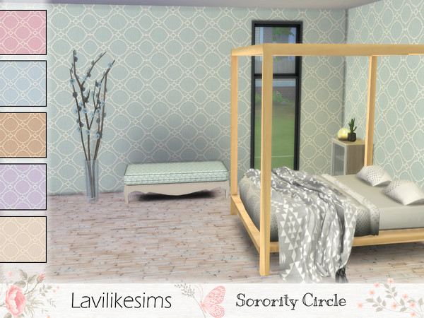 Sims 4 — Sorority Circle by lavilikesims — A beautiful elegant wallpaper, in 6 swatches. Orange, Pink, Blue, Purple,