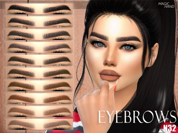 Sims 4 — [MH] Eyebrows N32 by MagicHand — --12 available colors-- --Compatible with HQ settings-- --CAS thumbnail--