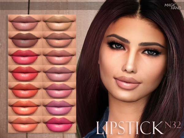 Sims 4 — [MH] Lipstick N32 by MagicHand — --16 available colors-- --Compatible with HQ settings-- --CAS thumbnail--