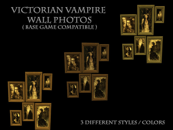 Sims 4 — Victorian Vampire Framed Wall Photos by Evemor — The Victorian Vampire Framed Wall Photos comes with a total of