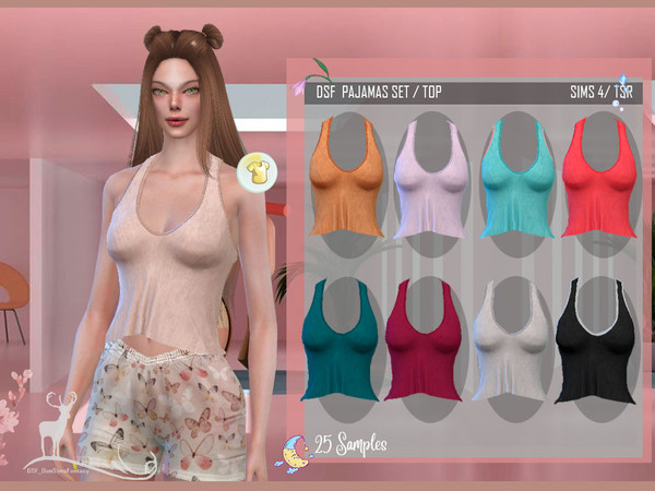 Sims 4 — DSF PAJAMAS SET TOP by DanSimsFantasy — This tank tops is ideal to enjoy at home. Corresponds to the pajama set.