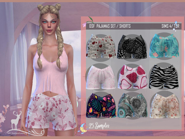 Sims 4 — DSF PAJAMAS SET SHORTS by DanSimsFantasy — These shorts are ideal for any occasion where you want to be