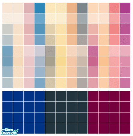 Sims 2 — Sherbert Tile Set by s00z — Three tiled walls with coordinating floors.