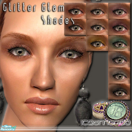 Sims 2 — Glitter Glam Shade Set by IcedMango — Normal eyeshadow set with glitter effect, non-complicated, softened style,