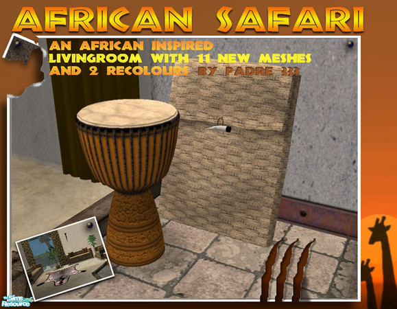 Sims 2 — African Safari - Drum by Padre — An African inspired livingroom in earthy tones and natural fibres. Faux