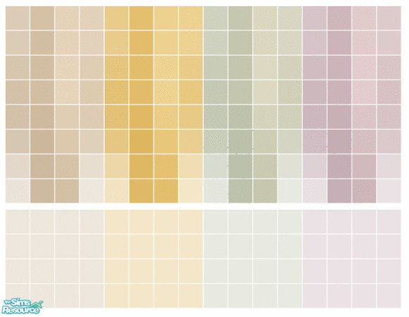 Sims 2 — Umbriel Tile Set by s00z — Four tiled walls with coordinating floors.