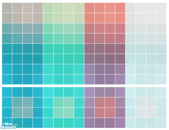 Sims 2 — Ice Tile Set by s00z — Four tiled walls with coordinating floors.