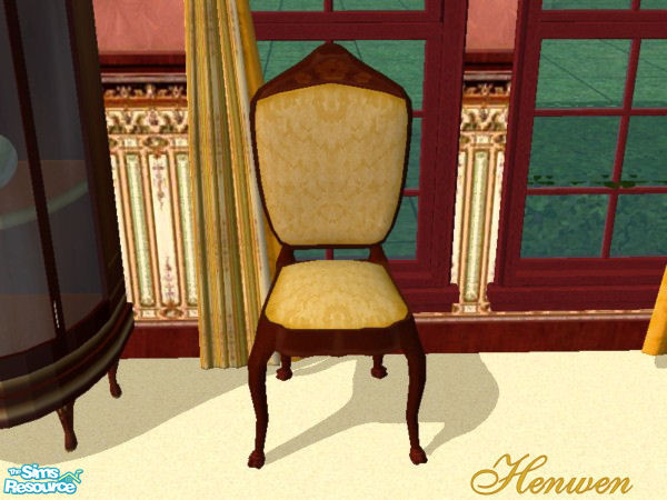 Sims 2 — Vic Dining Chair Recolor Gold by Henwen — Cashcraft's dining chair in gold.