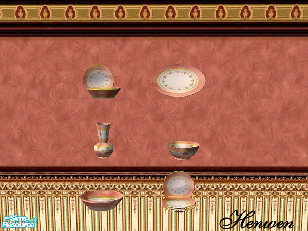 Sims 2 — Chinaware 02 Recolor Coral by Henwen — Cashcraft's Chinaware in a coral pastel.