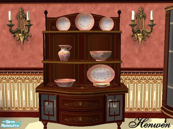 Sims 2 — Chinaware 01 Recolor Coral by Henwen — Cashcraft's Chinaware in a coral pastel.