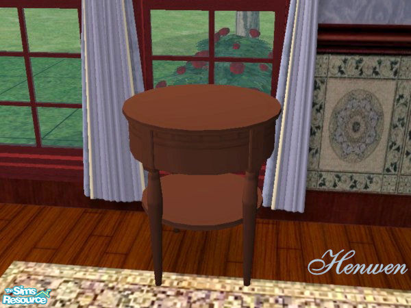 Sims 2 — Vic Table Dark Wood Recolor by Henwen — Recolor of Cashcraft's end table in a dark wood.